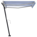 NNEVL Freestanding Manual Retractable Awning 350x250 cm Blue/White