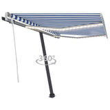 NNEVL Manual Retractable Awning with LED 350x250 cm Blue and White