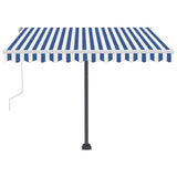 NNEVL Manual Retractable Awning with LED 350x250 cm Blue and White