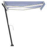 NNEVL Manual Retractable Awning with LED 350x250 cm Blue and White