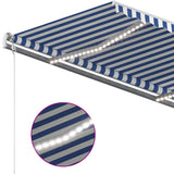 NNEVL Manual Retractable Awning with LED 350x250 cm Blue and White