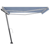 NNEVL Freestanding Manual Retractable Awning 400x300 cm Blue/White