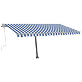 NNEVL Freestanding Manual Retractable Awning 400x300 cm Blue/White