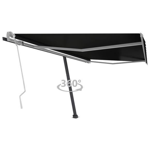NNEVL Freestanding Manual Retractable Awning 400x300 cm Anthracite