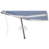 NNEVL Manual Retractable Awning with LED 400x300 cm Blue and White
