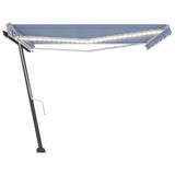 NNEVL Manual Retractable Awning with LED 400x300 cm Blue and White