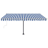 NNEVL Manual Retractable Awning with LED 400x300 cm Blue and White