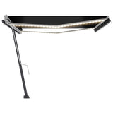 NNEVL Manual Retractable Awning with LED 400x300 cm Anthracite