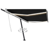 NNEVL Manual Retractable Awning with LED 500x300 cm Anthracite