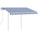 NNEVL Manual Retractable Awning with Posts 3x2.5 m Blue and White