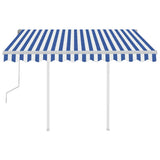 NNEVL Manual Retractable Awning with Posts 3x2.5 m Blue and White