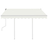NNEVL Manual Retractable Awning with Posts 3x2.5 m Cream