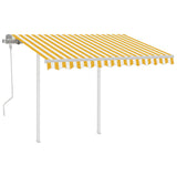 NNEVL Manual Retractable Awning with Posts 3x2.5 m Yellow and White