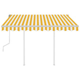 NNEVL Manual Retractable Awning with Posts 3x2.5 m Yellow and White