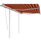 NNEVL Manual Retractable Awning with Posts 3x2.5 m Orange and Brown