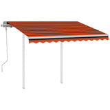 NNEVL Manual Retractable Awning with Posts 3x2.5 m Orange and Brown