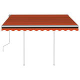 NNEVL Manual Retractable Awning with Posts 3x2.5 m Orange and Brown