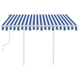NNEVL Manual Retractable Awning with Posts 3.5x2.5 m Blue and White