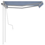 NNEVL Manual Retractable Awning with Posts 3.5x2.5 m Blue and White