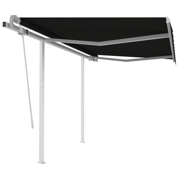 NNEVL Manual Retractable Awning with Posts 3.5x2.5 m Anthracite