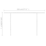 NNEVL Manual Retractable Awning with Posts 4x3 m Blue and White