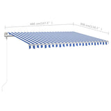 NNEVL Manual Retractable Awning with Posts 4x3 m Blue and White