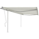 NNEVL Manual Retractable Awning with Posts 4x3 m Cream