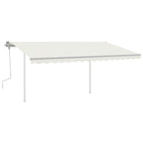 NNEVL Manual Retractable Awning with Posts 4x3 m Cream