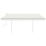 NNEVL Manual Retractable Awning with Posts 4x3 m Cream
