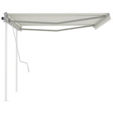 NNEVL Manual Retractable Awning with Posts 4x3 m Cream