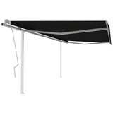 NNEVL Manual Retractable Awning with Posts 4.5x3 m Anthracite