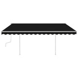 NNEVL Manual Retractable Awning with Posts 4.5x3 m Anthracite