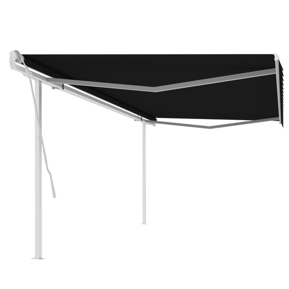NNEVL Manual Retractable Awning with Posts 5x3 m Anthracite