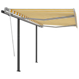 NNEVL Manual Retractable Awning with Posts 3x2.5 m Yellow and White