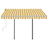 NNEVL Manual Retractable Awning with Posts 3x2.5 m Yellow and White