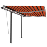 NNEVL Manual Retractable Awning with Posts 3x2.5 m Orange and Brown