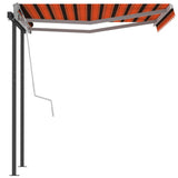 NNEVL Manual Retractable Awning with Posts 3x2.5 m Orange and Brown