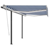 NNEVL Manual Retractable Awning with LED 3x2.5 m Blue and White