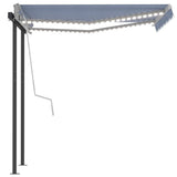 NNEVL Manual Retractable Awning with LED 3x2.5 m Blue and White