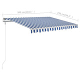 NNEVL Manual Retractable Awning with LED 3x2.5 m Blue and White