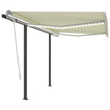 NNEVL Manual Retractable Awning with LED 3x2.5 m Cream