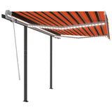NNEVL Manual Retractable Awning with LED 3x2.5 m Orange and Brown