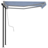 NNEVL Manual Retractable Awning with Posts 3.5x2.5 m Blue and White