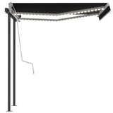 NNEVL Manual Retractable Awning with LED 3.5x2.5 m Anthracite