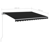 NNEVL Manual Retractable Awning with LED 3.5x2.5 m Anthracite