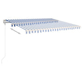 NNEVL Manual Retractable Awning with Posts 4x3 m Blue and White