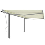 NNEVL Manual Retractable Awning with Posts 4x3 m Cream