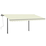 NNEVL Manual Retractable Awning with Posts 4x3 m Cream