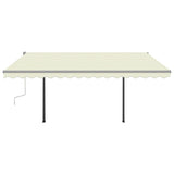 NNEVL Manual Retractable Awning with Posts 4x3 m Cream