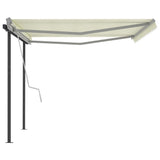NNEVL Manual Retractable Awning with Posts 4x3 m Cream